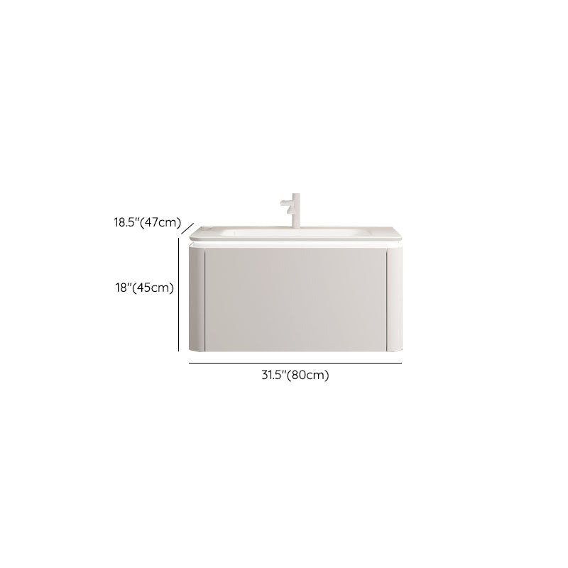 Rectangular White Vanity Wall Mounted Single Sink Mirror Wood Frame Vanity with Drawer Clearhalo 'Bathroom Remodel & Bathroom Fixtures' 'Bathroom Vanities' 'bathroom_vanities' 'Home Improvement' 'home_improvement' 'home_improvement_bathroom_vanities' 7174632