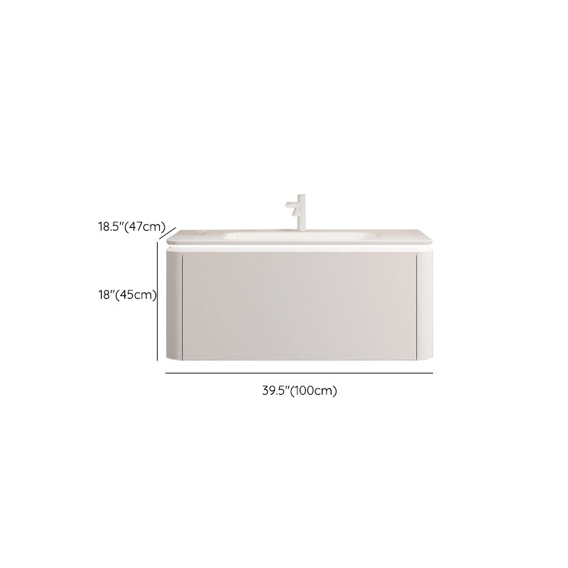 Rectangular White Vanity Wall Mounted Single Sink Mirror Wood Frame Vanity with Drawer Clearhalo 'Bathroom Remodel & Bathroom Fixtures' 'Bathroom Vanities' 'bathroom_vanities' 'Home Improvement' 'home_improvement' 'home_improvement_bathroom_vanities' 7174634