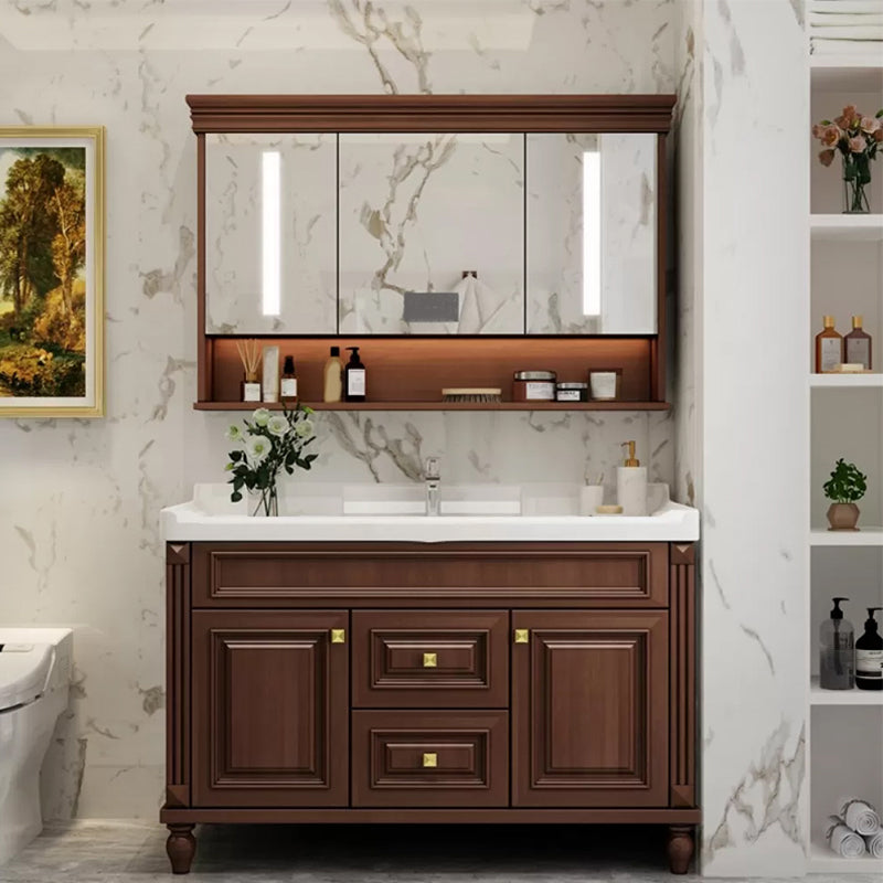 Bathroom Vanity Set Mirror Storage Shelf Ceramic Sink 2 Doors Sink Vanity with Faucet Vanity & Faucet & Mirror Cabinet https: res.litfad.com site img item 2022 12 05 7174686 1200x1200.jpg Smart Control Included Clearhalo 'Bathroom Remodel & Bathroom Fixtures' 'Bathroom Vanities' 'bathroom_vanities' 'Home Improvement' 'home_improvement' 'home_improvement_bathroom_vanities' 7174684