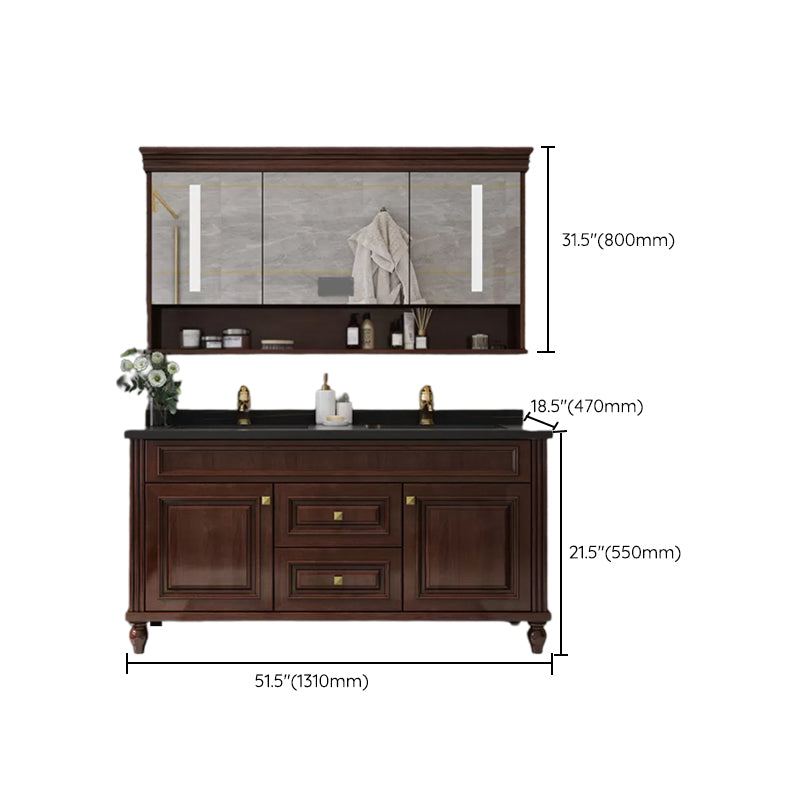 Bathroom Vanity Set Mirror Storage Shelf Ceramic Sink 2 Doors Sink Vanity with Faucet Clearhalo 'Bathroom Remodel & Bathroom Fixtures' 'Bathroom Vanities' 'bathroom_vanities' 'Home Improvement' 'home_improvement' 'home_improvement_bathroom_vanities' 7174708