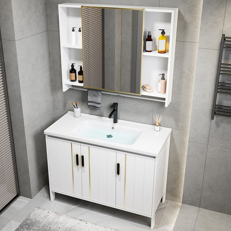 Metal Sink Vanity Freestanding Bathroom Sink Vanity with Single Sink Clearhalo 'Bathroom Remodel & Bathroom Fixtures' 'Bathroom Vanities' 'bathroom_vanities' 'Home Improvement' 'home_improvement' 'home_improvement_bathroom_vanities' 7174714