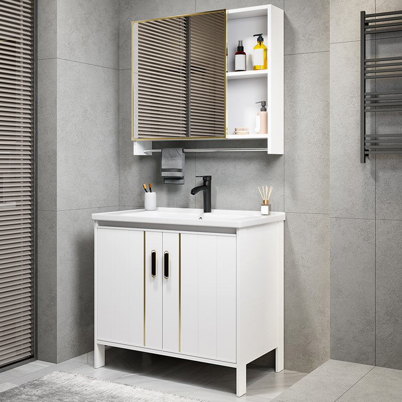 Metal Sink Vanity Freestanding Bathroom Sink Vanity with Single Sink Clearhalo 'Bathroom Remodel & Bathroom Fixtures' 'Bathroom Vanities' 'bathroom_vanities' 'Home Improvement' 'home_improvement' 'home_improvement_bathroom_vanities' 7174716