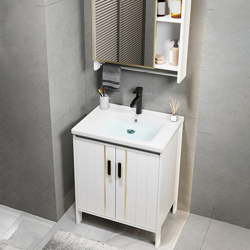 Metal Sink Vanity Freestanding Bathroom Sink Vanity with Single Sink Clearhalo 'Bathroom Remodel & Bathroom Fixtures' 'Bathroom Vanities' 'bathroom_vanities' 'Home Improvement' 'home_improvement' 'home_improvement_bathroom_vanities' 7174719