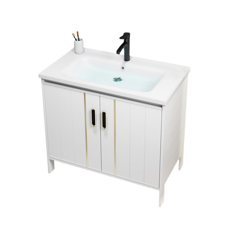 Metal Sink Vanity Freestanding Bathroom Sink Vanity with Single Sink Clearhalo 'Bathroom Remodel & Bathroom Fixtures' 'Bathroom Vanities' 'bathroom_vanities' 'Home Improvement' 'home_improvement' 'home_improvement_bathroom_vanities' 7174720