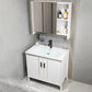 Metal Sink Vanity Freestanding Bathroom Sink Vanity with Single Sink Vanity & Faucet & Mirror Cabinet Ceramic Clearhalo 'Bathroom Remodel & Bathroom Fixtures' 'Bathroom Vanities' 'bathroom_vanities' 'Home Improvement' 'home_improvement' 'home_improvement_bathroom_vanities' 7174728