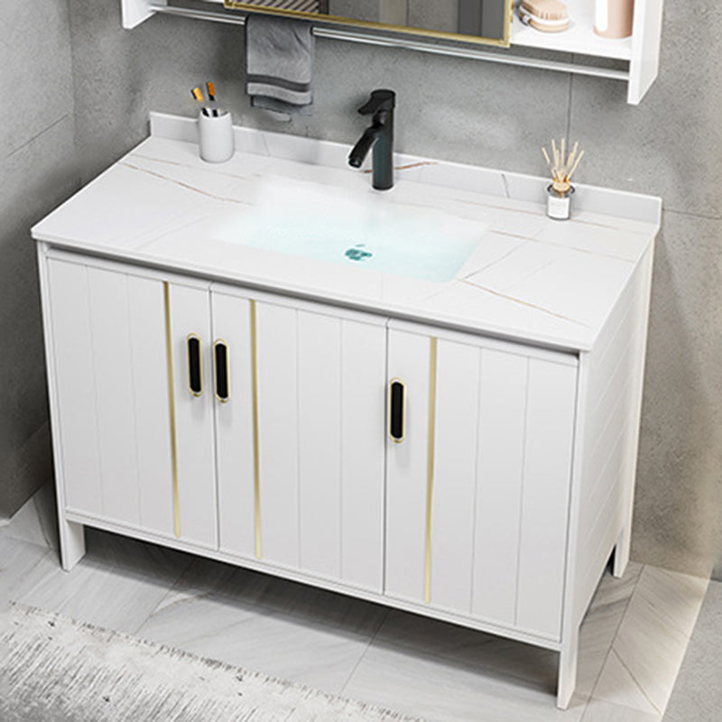 Metal Sink Vanity Freestanding Bathroom Sink Vanity with Single Sink Vanity & Faucet Slate Clearhalo 'Bathroom Remodel & Bathroom Fixtures' 'Bathroom Vanities' 'bathroom_vanities' 'Home Improvement' 'home_improvement' 'home_improvement_bathroom_vanities' 7174734