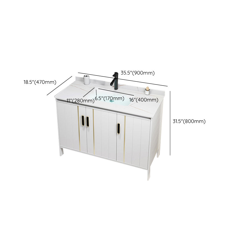 Metal Sink Vanity Freestanding Bathroom Sink Vanity with Single Sink Clearhalo 'Bathroom Remodel & Bathroom Fixtures' 'Bathroom Vanities' 'bathroom_vanities' 'Home Improvement' 'home_improvement' 'home_improvement_bathroom_vanities' 7174744