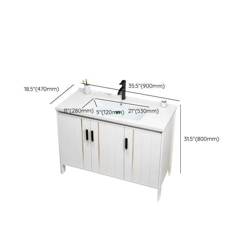 Metal Sink Vanity Freestanding Bathroom Sink Vanity with Single Sink Clearhalo 'Bathroom Remodel & Bathroom Fixtures' 'Bathroom Vanities' 'bathroom_vanities' 'Home Improvement' 'home_improvement' 'home_improvement_bathroom_vanities' 7174745