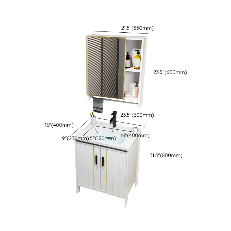 Metal Sink Vanity Freestanding Bathroom Sink Vanity with Single Sink Clearhalo 'Bathroom Remodel & Bathroom Fixtures' 'Bathroom Vanities' 'bathroom_vanities' 'Home Improvement' 'home_improvement' 'home_improvement_bathroom_vanities' 7174750