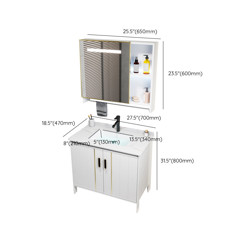 Metal Sink Vanity Freestanding Bathroom Sink Vanity with Single Sink Clearhalo 'Bathroom Remodel & Bathroom Fixtures' 'Bathroom Vanities' 'bathroom_vanities' 'Home Improvement' 'home_improvement' 'home_improvement_bathroom_vanities' 7174753