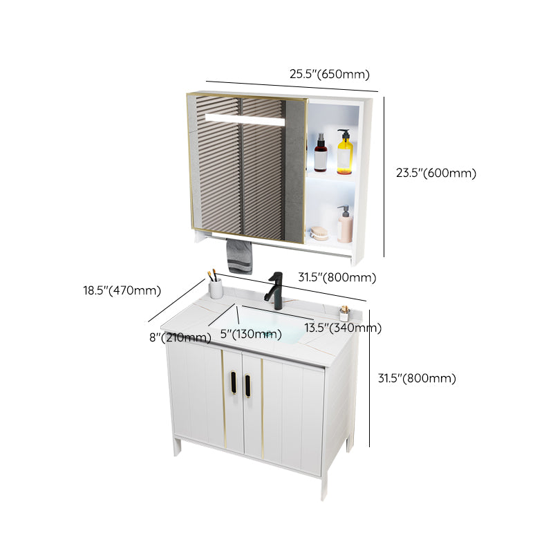 Metal Sink Vanity Freestanding Bathroom Sink Vanity with Single Sink Clearhalo 'Bathroom Remodel & Bathroom Fixtures' 'Bathroom Vanities' 'bathroom_vanities' 'Home Improvement' 'home_improvement' 'home_improvement_bathroom_vanities' 7174755