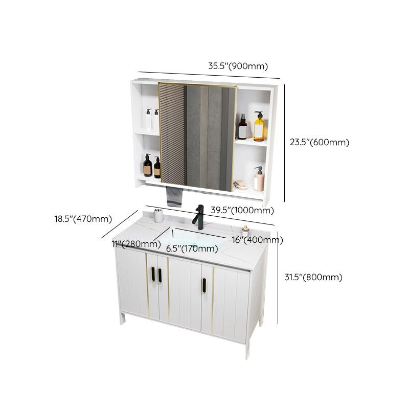 Metal Sink Vanity Freestanding Bathroom Sink Vanity with Single Sink Clearhalo 'Bathroom Remodel & Bathroom Fixtures' 'Bathroom Vanities' 'bathroom_vanities' 'Home Improvement' 'home_improvement' 'home_improvement_bathroom_vanities' 7174757