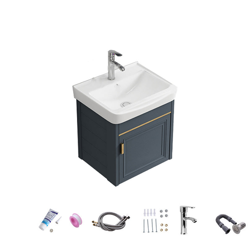 Bathroom Vanity Wall Mounted Storage Shelf Ceramic Sink Faucet Vanity Set with Mirror Vanity & Faucet 17"L x 14"W x 18"H 1 Clearhalo 'Bathroom Remodel & Bathroom Fixtures' 'Bathroom Vanities' 'bathroom_vanities' 'Home Improvement' 'home_improvement' 'home_improvement_bathroom_vanities' 7174768