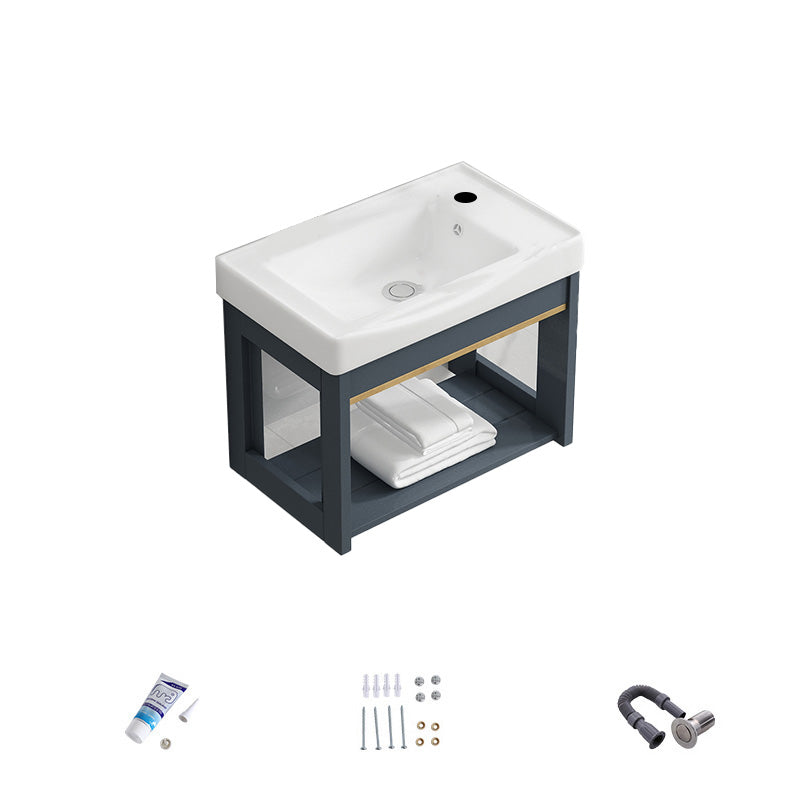 Bathroom Vanity Wall Mounted Storage Shelf Ceramic Sink Faucet Vanity Set with Mirror Vanity & Faucet 20"L x 14"W x 17"H Door Not Included Clearhalo 'Bathroom Remodel & Bathroom Fixtures' 'Bathroom Vanities' 'bathroom_vanities' 'Home Improvement' 'home_improvement' 'home_improvement_bathroom_vanities' 7174775