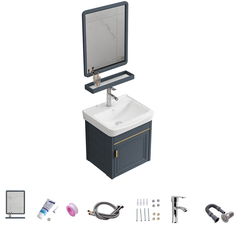 Bathroom Vanity Wall Mounted Storage Shelf Ceramic Sink Faucet Vanity Set with Mirror Vanity & Faucet & Mirrors 17"L x 14"W x 18"H 1 Clearhalo 'Bathroom Remodel & Bathroom Fixtures' 'Bathroom Vanities' 'bathroom_vanities' 'Home Improvement' 'home_improvement' 'home_improvement_bathroom_vanities' 7174776