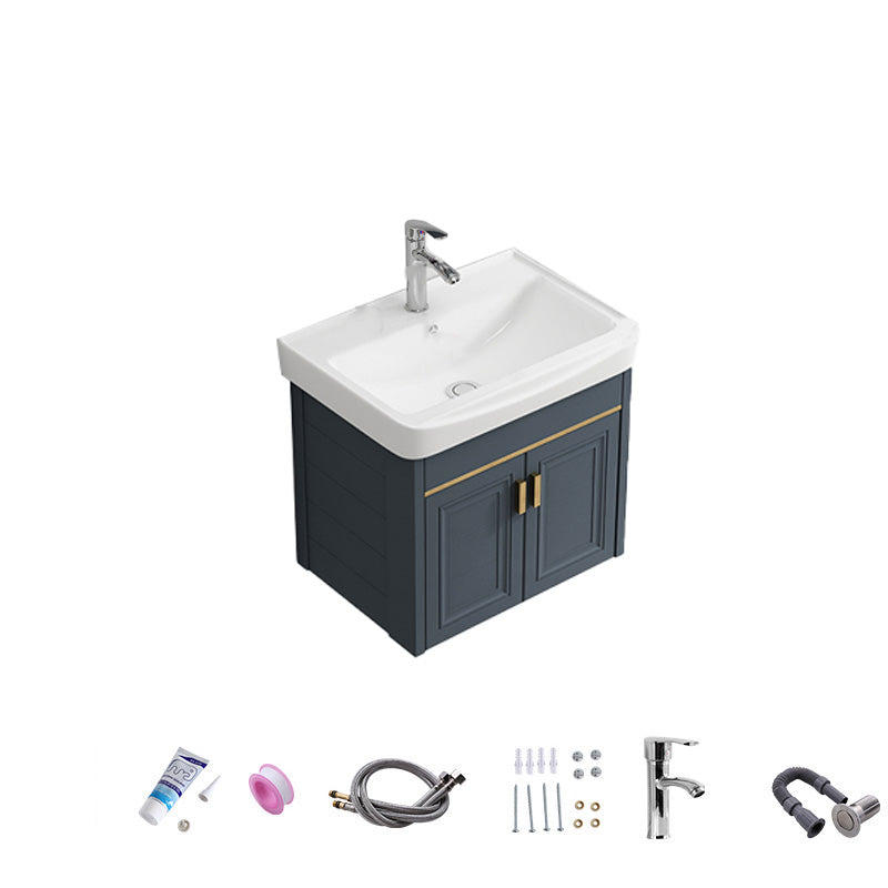 Bathroom Vanity Wall Mounted Storage Shelf Ceramic Sink Faucet Vanity Set with Mirror Vanity & Faucet 20"L x 14"W x 18"H 1 Clearhalo 'Bathroom Remodel & Bathroom Fixtures' 'Bathroom Vanities' 'bathroom_vanities' 'Home Improvement' 'home_improvement' 'home_improvement_bathroom_vanities' 7174777