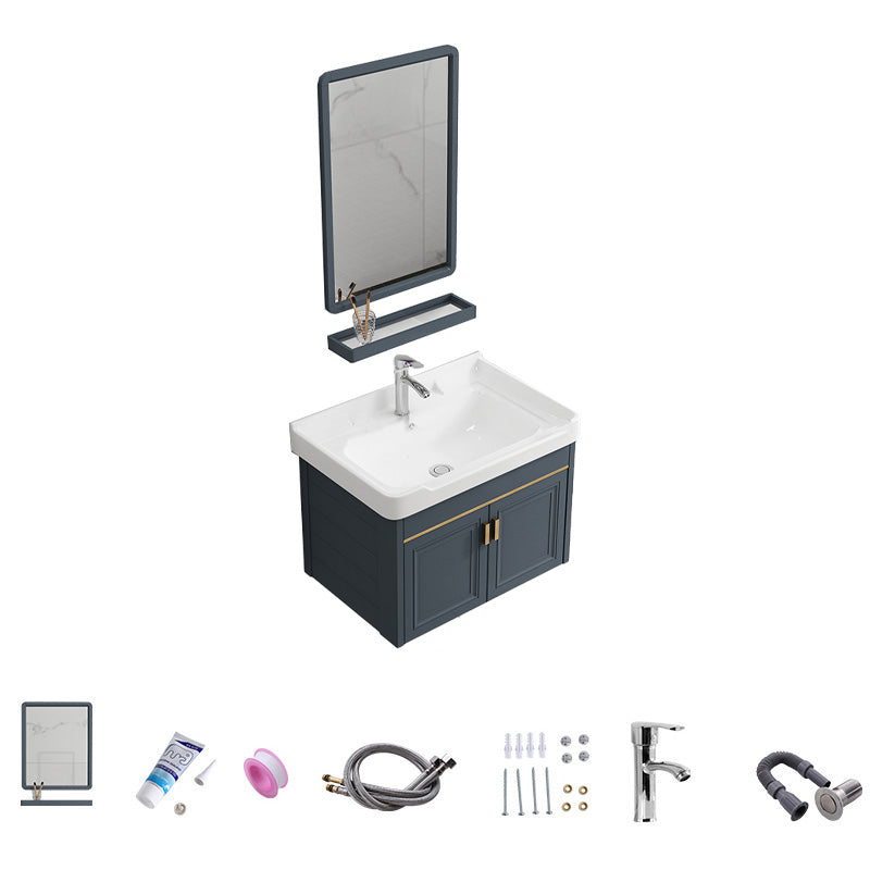 Bathroom Vanity Wall Mounted Storage Shelf Ceramic Sink Faucet Vanity Set with Mirror Vanity & Faucet & Mirrors 24"L x 16"W x 18"H 1 Clearhalo 'Bathroom Remodel & Bathroom Fixtures' 'Bathroom Vanities' 'bathroom_vanities' 'Home Improvement' 'home_improvement' 'home_improvement_bathroom_vanities' 7174778