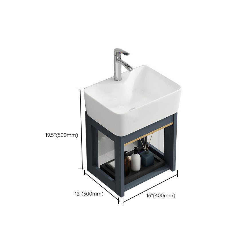 Bathroom Vanity Wall Mounted Storage Shelf Ceramic Sink Faucet Vanity Set with Mirror Clearhalo 'Bathroom Remodel & Bathroom Fixtures' 'Bathroom Vanities' 'bathroom_vanities' 'Home Improvement' 'home_improvement' 'home_improvement_bathroom_vanities' 7174787