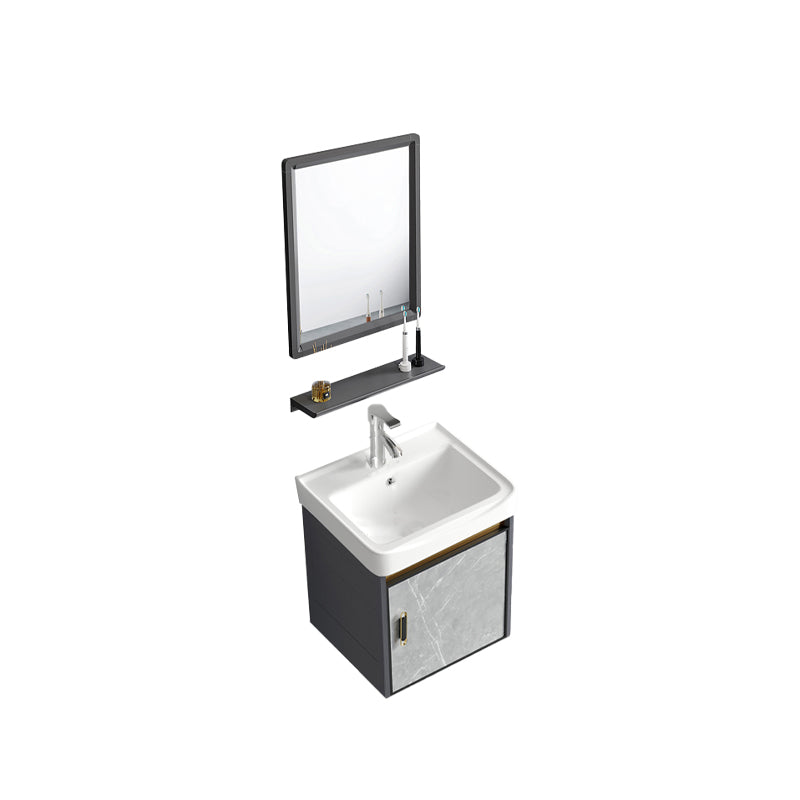 Vanity Sink Rectangular Ceramic Sink Drawer Storage Shelf Vanity Sink Vanity & Faucet & Mirrors 17"L x 14"W x 17"H Clearhalo 'Bathroom Remodel & Bathroom Fixtures' 'Bathroom Vanities' 'bathroom_vanities' 'Home Improvement' 'home_improvement' 'home_improvement_bathroom_vanities' 7174792