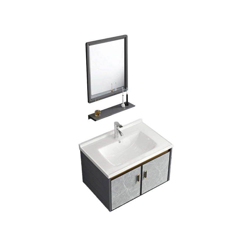 Vanity Sink Rectangular Ceramic Sink Drawer Storage Shelf Vanity Sink Vanity & Faucet & Mirrors 24"L x 16"W x 17"H Clearhalo 'Bathroom Remodel & Bathroom Fixtures' 'Bathroom Vanities' 'bathroom_vanities' 'Home Improvement' 'home_improvement' 'home_improvement_bathroom_vanities' 7174795