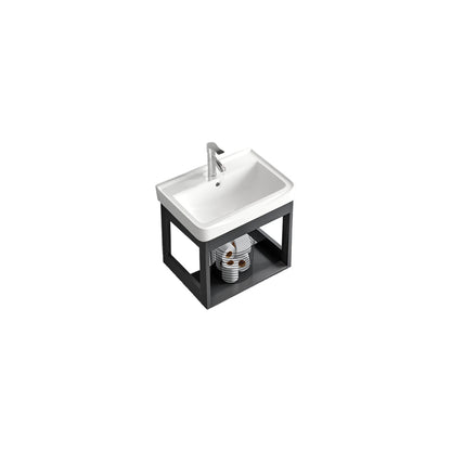 Vanity Sink Rectangular Ceramic Sink Drawer Storage Shelf Vanity Sink Vanity & Faucet 17"L x 14"W x 15"H