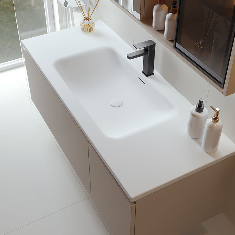 Glam Wood Frame Vanity White Single Sink Rectangular Wall-Mounted Vanity with Mirror Clearhalo 'Bathroom Remodel & Bathroom Fixtures' 'Bathroom Vanities' 'bathroom_vanities' 'Home Improvement' 'home_improvement' 'home_improvement_bathroom_vanities' 7174838