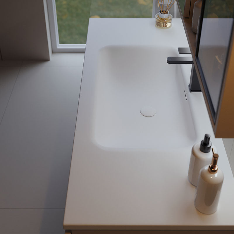 Glam Wood Frame Vanity White Single Sink Rectangular Wall-Mounted Vanity with Mirror Clearhalo 'Bathroom Remodel & Bathroom Fixtures' 'Bathroom Vanities' 'bathroom_vanities' 'Home Improvement' 'home_improvement' 'home_improvement_bathroom_vanities' 7174840