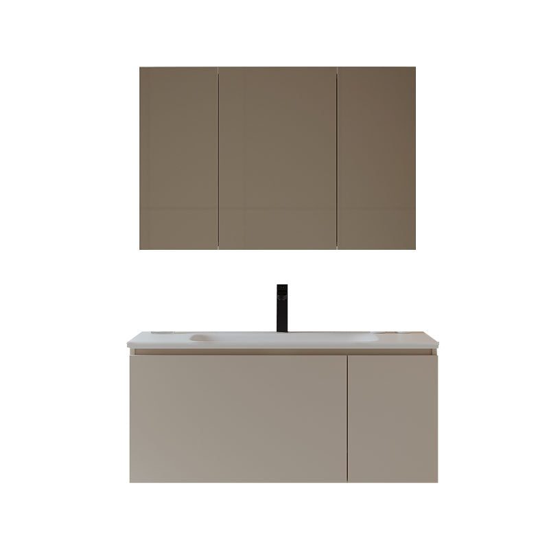 Glam Wood Frame Vanity White Single Sink Rectangular Wall-Mounted Vanity with Mirror Vanity & Faucet & Mirror Cabinet Clearhalo 'Bathroom Remodel & Bathroom Fixtures' 'Bathroom Vanities' 'bathroom_vanities' 'Home Improvement' 'home_improvement' 'home_improvement_bathroom_vanities' 7174843