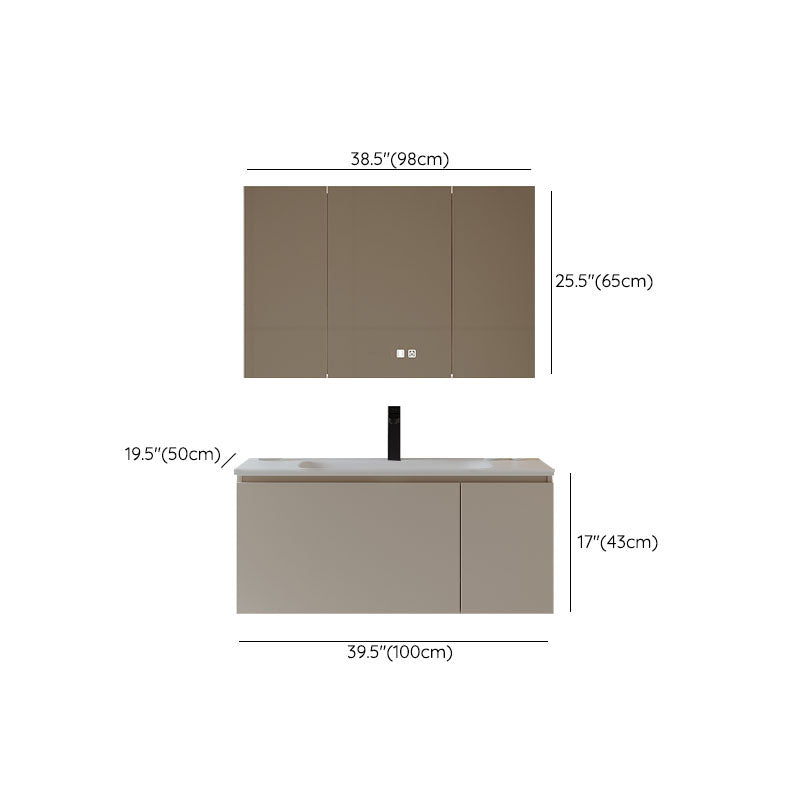 Glam Wood Frame Vanity White Single Sink Rectangular Wall-Mounted Vanity with Mirror Clearhalo 'Bathroom Remodel & Bathroom Fixtures' 'Bathroom Vanities' 'bathroom_vanities' 'Home Improvement' 'home_improvement' 'home_improvement_bathroom_vanities' 7174869