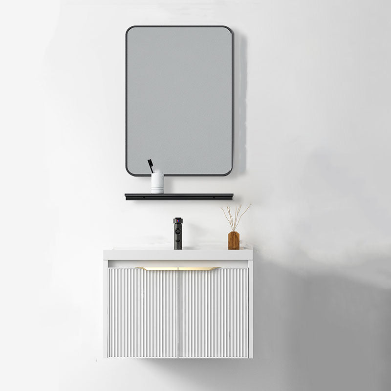 Rectangular White Vanity Single Sink Wall Mount 2 Doors Faucet Metal Frame Mirror Vanity Vanity & Faucet & Mirrors 24"L x 19"W x 16"H Clearhalo 'Bathroom Remodel & Bathroom Fixtures' 'Bathroom Vanities' 'bathroom_vanities' 'Home Improvement' 'home_improvement' 'home_improvement_bathroom_vanities' 7174893