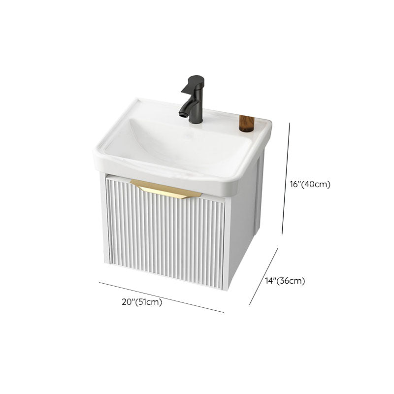 Rectangular White Vanity Single Sink Wall Mount 2 Doors Faucet Metal Frame Mirror Vanity Clearhalo 'Bathroom Remodel & Bathroom Fixtures' 'Bathroom Vanities' 'bathroom_vanities' 'Home Improvement' 'home_improvement' 'home_improvement_bathroom_vanities' 7174912