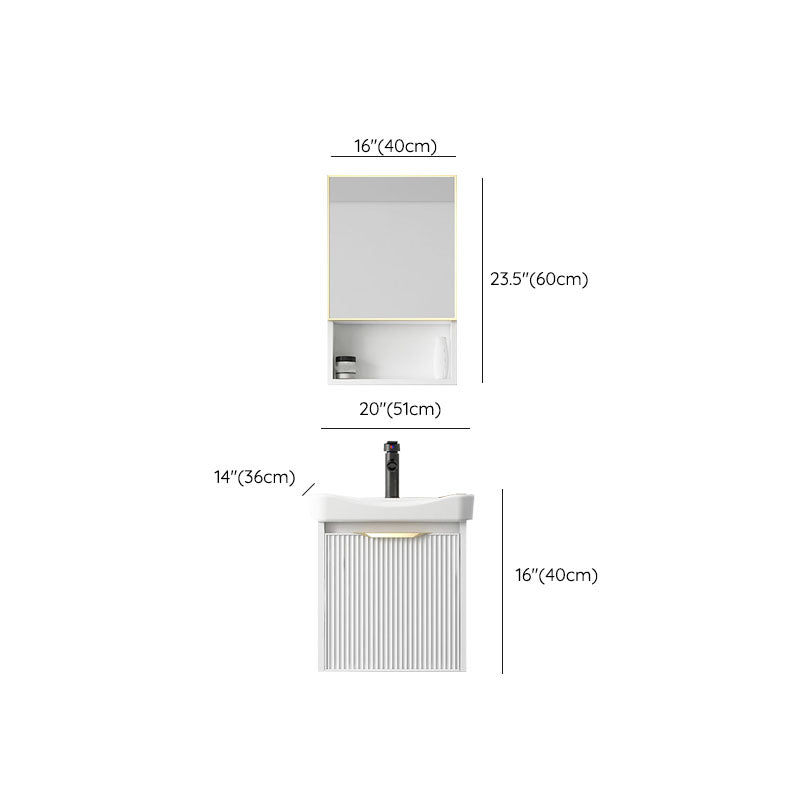 Rectangular White Vanity Single Sink Wall Mount 2 Doors Faucet Metal Frame Mirror Vanity Clearhalo 'Bathroom Remodel & Bathroom Fixtures' 'Bathroom Vanities' 'bathroom_vanities' 'Home Improvement' 'home_improvement' 'home_improvement_bathroom_vanities' 7174924