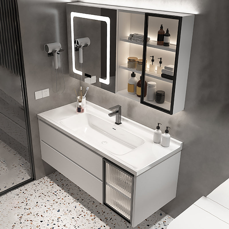 Rectangular Bathroom Vanity Single Sink White Wall-Mounted 2 Soft Close Drawers Vanity Clearhalo 'Bathroom Remodel & Bathroom Fixtures' 'Bathroom Vanities' 'bathroom_vanities' 'Home Improvement' 'home_improvement' 'home_improvement_bathroom_vanities' 7174935