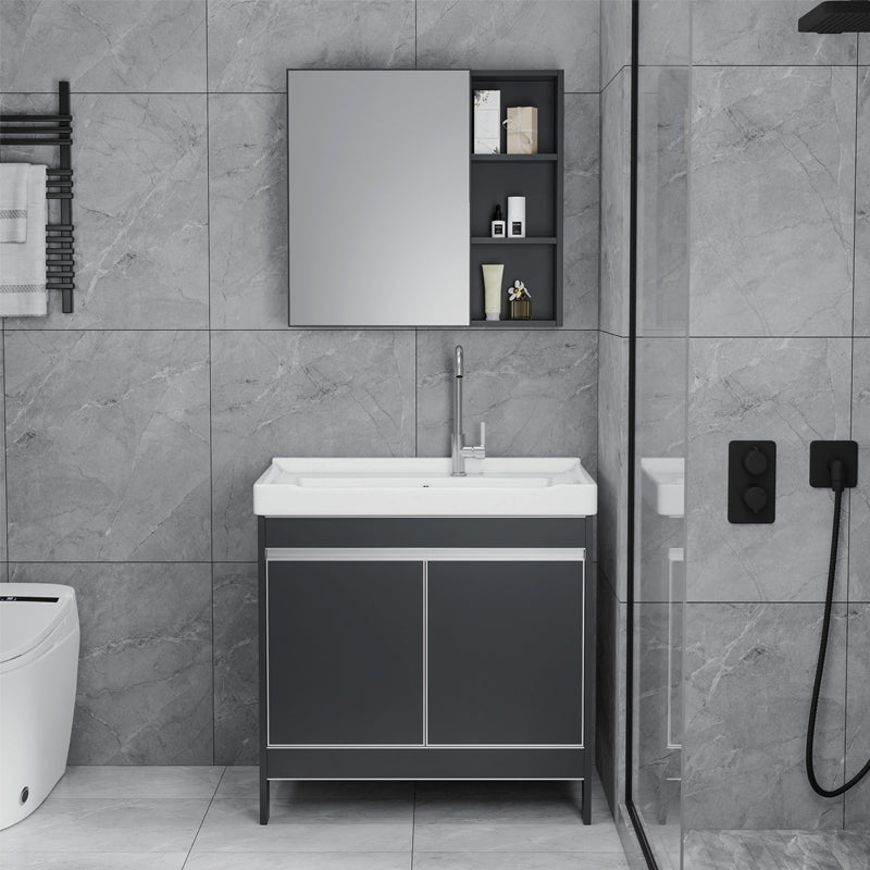 Freestanding Bathroom Vanity Space Aluminum Bathroom Vanity with Sink Clearhalo 'Bathroom Remodel & Bathroom Fixtures' 'Bathroom Vanities' 'bathroom_vanities' 'Home Improvement' 'home_improvement' 'home_improvement_bathroom_vanities' 7174971
