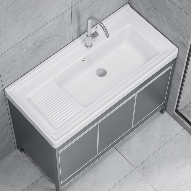 Freestanding Bathroom Vanity Space Aluminum Bathroom Vanity with Sink Clearhalo 'Bathroom Remodel & Bathroom Fixtures' 'Bathroom Vanities' 'bathroom_vanities' 'Home Improvement' 'home_improvement' 'home_improvement_bathroom_vanities' 7174973