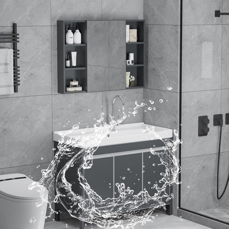 Freestanding Bathroom Vanity Space Aluminum Bathroom Vanity with Sink Clearhalo 'Bathroom Remodel & Bathroom Fixtures' 'Bathroom Vanities' 'bathroom_vanities' 'Home Improvement' 'home_improvement' 'home_improvement_bathroom_vanities' 7174976
