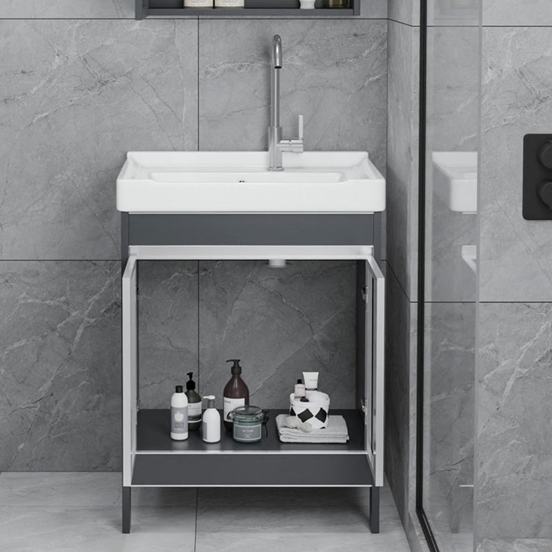 Freestanding Bathroom Vanity Space Aluminum Bathroom Vanity with Sink Clearhalo 'Bathroom Remodel & Bathroom Fixtures' 'Bathroom Vanities' 'bathroom_vanities' 'Home Improvement' 'home_improvement' 'home_improvement_bathroom_vanities' 7174978