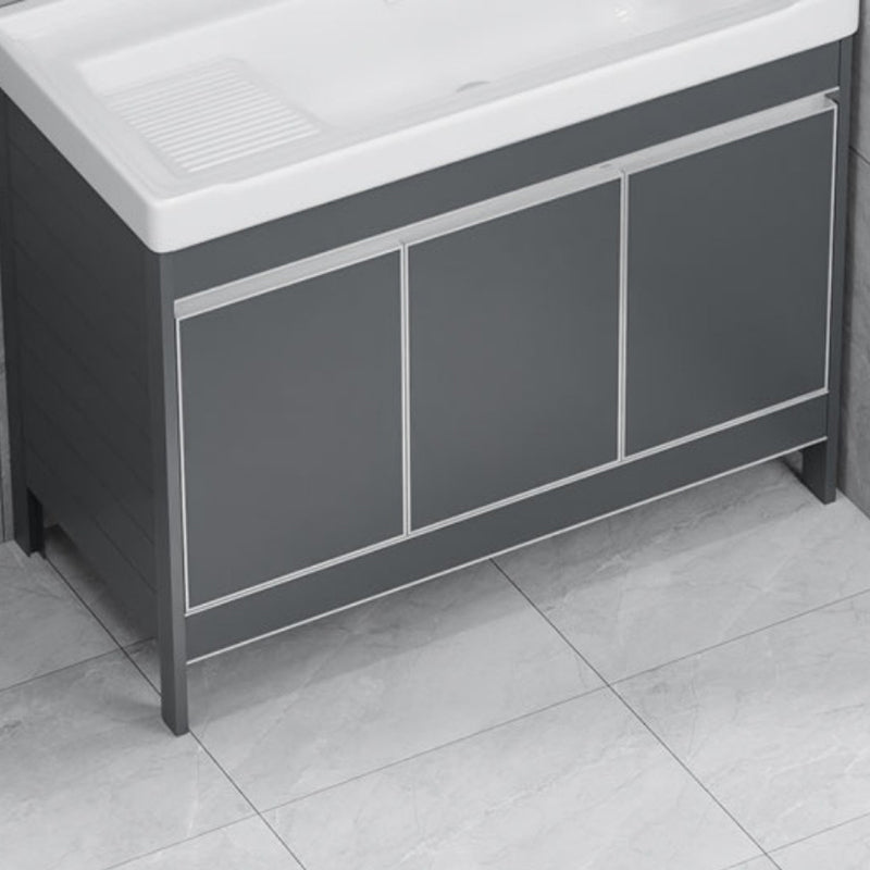 Freestanding Bathroom Vanity Space Aluminum Bathroom Vanity with Sink Clearhalo 'Bathroom Remodel & Bathroom Fixtures' 'Bathroom Vanities' 'bathroom_vanities' 'Home Improvement' 'home_improvement' 'home_improvement_bathroom_vanities' 7174980