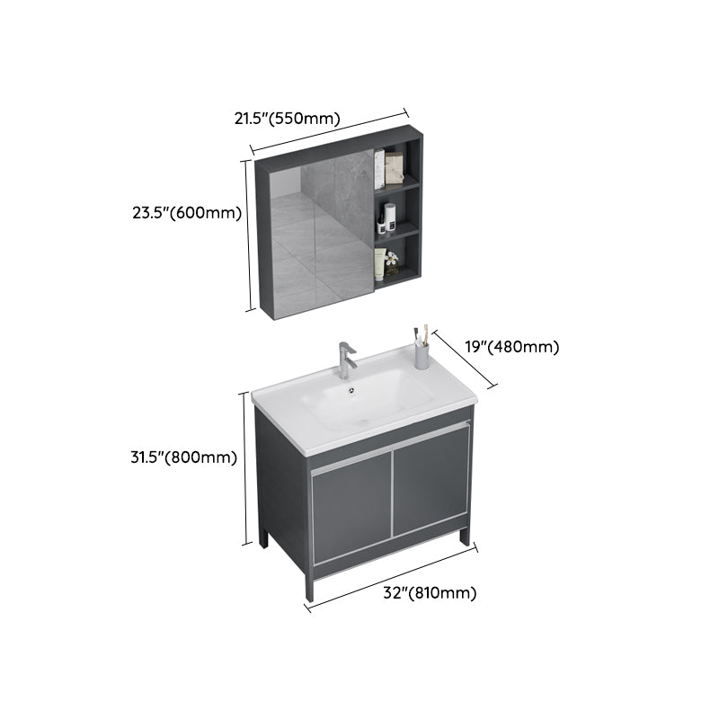 Freestanding Bathroom Vanity Space Aluminum Bathroom Vanity with Sink Clearhalo 'Bathroom Remodel & Bathroom Fixtures' 'Bathroom Vanities' 'bathroom_vanities' 'Home Improvement' 'home_improvement' 'home_improvement_bathroom_vanities' 7175014
