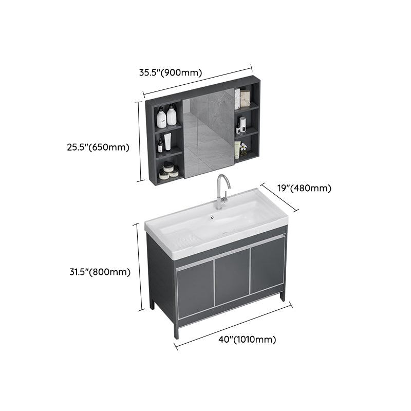 Freestanding Bathroom Vanity Space Aluminum Bathroom Vanity with Sink Clearhalo 'Bathroom Remodel & Bathroom Fixtures' 'Bathroom Vanities' 'bathroom_vanities' 'Home Improvement' 'home_improvement' 'home_improvement_bathroom_vanities' 7175019