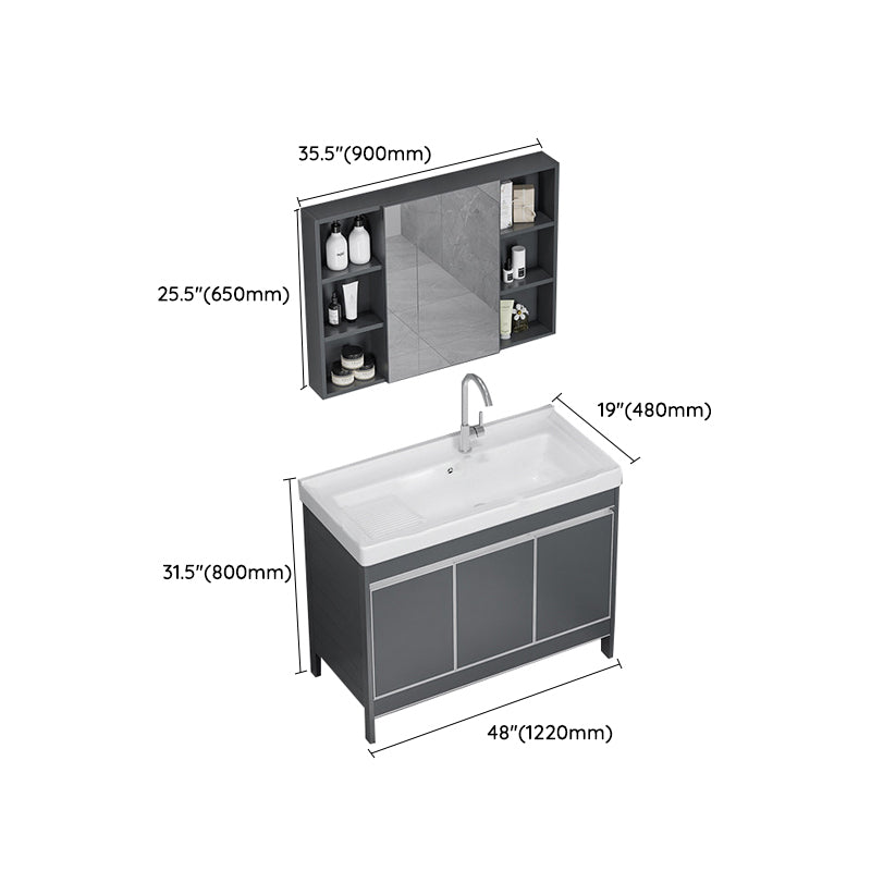 Freestanding Bathroom Vanity Space Aluminum Bathroom Vanity with Sink Clearhalo 'Bathroom Remodel & Bathroom Fixtures' 'Bathroom Vanities' 'bathroom_vanities' 'Home Improvement' 'home_improvement' 'home_improvement_bathroom_vanities' 7175021