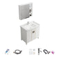 Vanity White Sink Ceramic Drawers Faucet Doors Vanity with Mirror Vanity & Faucet & Mirror Cabinet 28"L x 19"W x 32"H Towel Bar Not Included Clearhalo 'Bathroom Remodel & Bathroom Fixtures' 'Bathroom Vanities' 'bathroom_vanities' 'Home Improvement' 'home_improvement' 'home_improvement_bathroom_vanities' 7175081