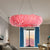 Loop Bedroom Ceiling Chandelier Fabric 3/6-Light Modernism Feather Suspended Pendant Lamp in White/Grey/Pink Pink Clearhalo 'Ceiling Lights' 'Chandeliers' 'Modern Chandeliers' 'Modern' Lighting' 717588