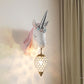 Blue/Pink Teardrop Wall Light Sconce Cartoon 1 Head Crystal Wall Mount Lamp with Unicorn Backplate, Right/Left Clearhalo 'Wall Lamps & Sconces' 'Wall Lights' Lighting' 717605