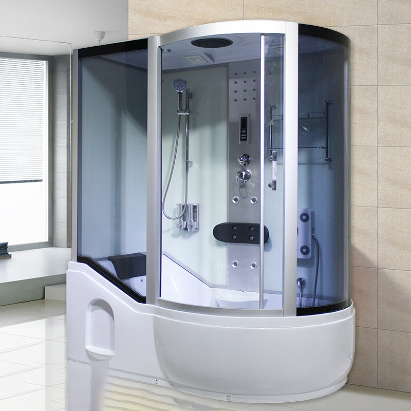 Tempered Glass Shower Stall Corner Shower Stall with Towel Bar Left White Clearhalo 'Bathroom Remodel & Bathroom Fixtures' 'Home Improvement' 'home_improvement' 'home_improvement_shower_stalls_enclosures' 'Shower Stalls & Enclosures' 'shower_stalls_enclosures' 'Showers & Bathtubs' 7176119