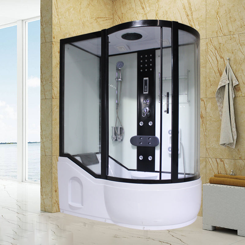 Tempered Glass Shower Stall Corner Shower Stall with Towel Bar 51"L x 33"W x 85"H Left Clearhalo 'Bathroom Remodel & Bathroom Fixtures' 'Home Improvement' 'home_improvement' 'home_improvement_shower_stalls_enclosures' 'Shower Stalls & Enclosures' 'shower_stalls_enclosures' 'Showers & Bathtubs' 7176134