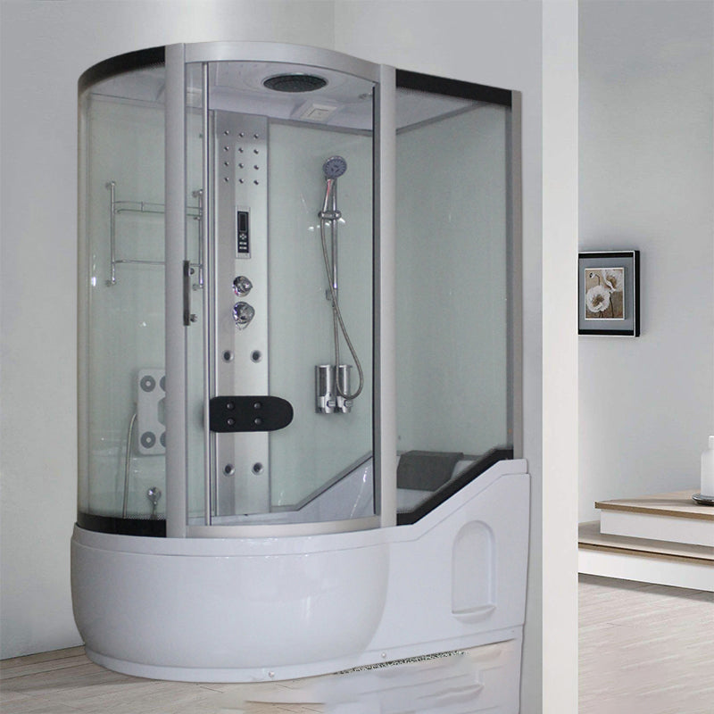 Tempered Glass Shower Stall Corner Shower Stall with Towel Bar Right Silver Clearhalo 'Bathroom Remodel & Bathroom Fixtures' 'Home Improvement' 'home_improvement' 'home_improvement_shower_stalls_enclosures' 'Shower Stalls & Enclosures' 'shower_stalls_enclosures' 'Showers & Bathtubs' 7176140