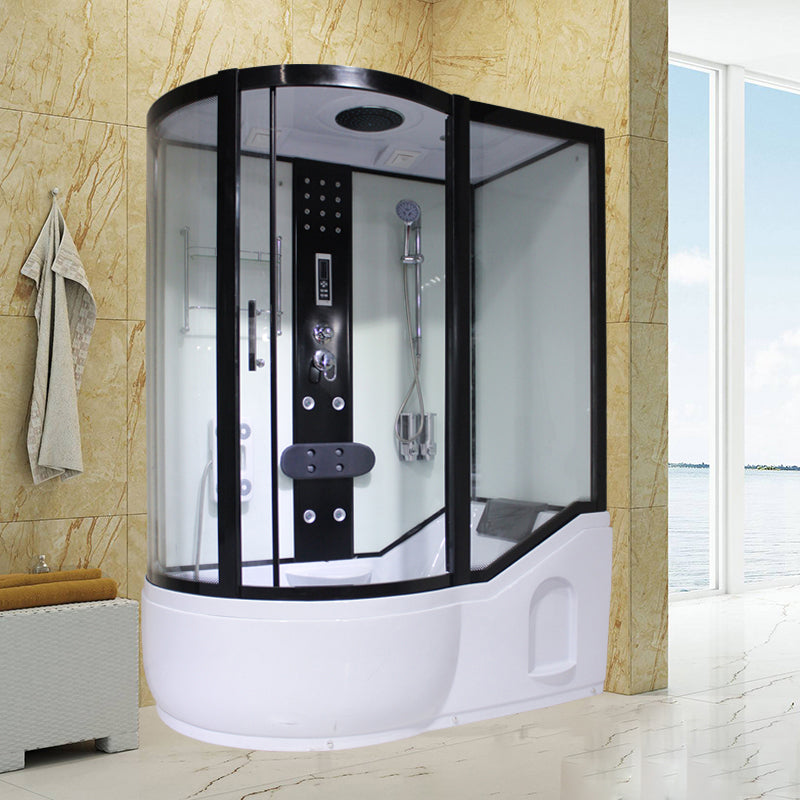 Tempered Glass Shower Stall Corner Shower Stall with Towel Bar 51"L x 33"W x 85"H Right Clearhalo 'Bathroom Remodel & Bathroom Fixtures' 'Home Improvement' 'home_improvement' 'home_improvement_shower_stalls_enclosures' 'Shower Stalls & Enclosures' 'shower_stalls_enclosures' 'Showers & Bathtubs' 7176145