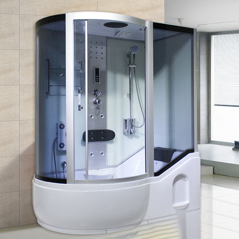 Tempered Glass Shower Stall Corner Shower Stall with Towel Bar Right White Clearhalo 'Bathroom Remodel & Bathroom Fixtures' 'Home Improvement' 'home_improvement' 'home_improvement_shower_stalls_enclosures' 'Shower Stalls & Enclosures' 'shower_stalls_enclosures' 'Showers & Bathtubs' 7176147