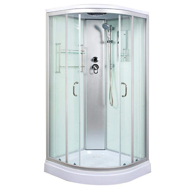 Round Shower Stall Tempered Glass Shower Stall with Rain Shower 否 White Clearhalo 'Bathroom Remodel & Bathroom Fixtures' 'Home Improvement' 'home_improvement' 'home_improvement_shower_stalls_enclosures' 'Shower Stalls & Enclosures' 'shower_stalls_enclosures' 'Showers & Bathtubs' 7176157